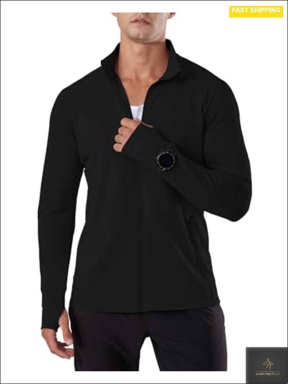 Men's Lightweight Athletic Jacket Full Zip Stand Collar Quick Dry Running